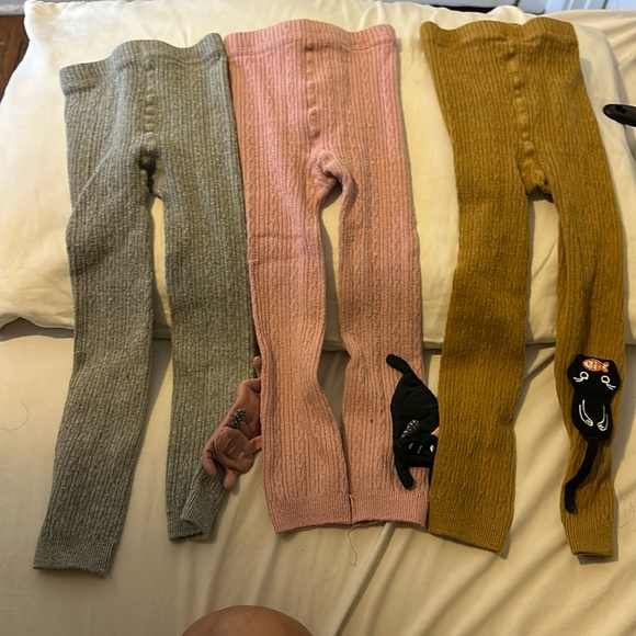 BOOPH 3 Pack Girls Legging Pants Cat Footless Knit Baby Toddler - Picture 1 of 2